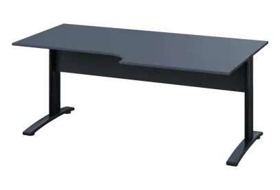 ERK 28 - 188 stůl kancelářský, rohový, pravý, kovová podnož černá, deska 25 mm, široký 1800 mm, antracit